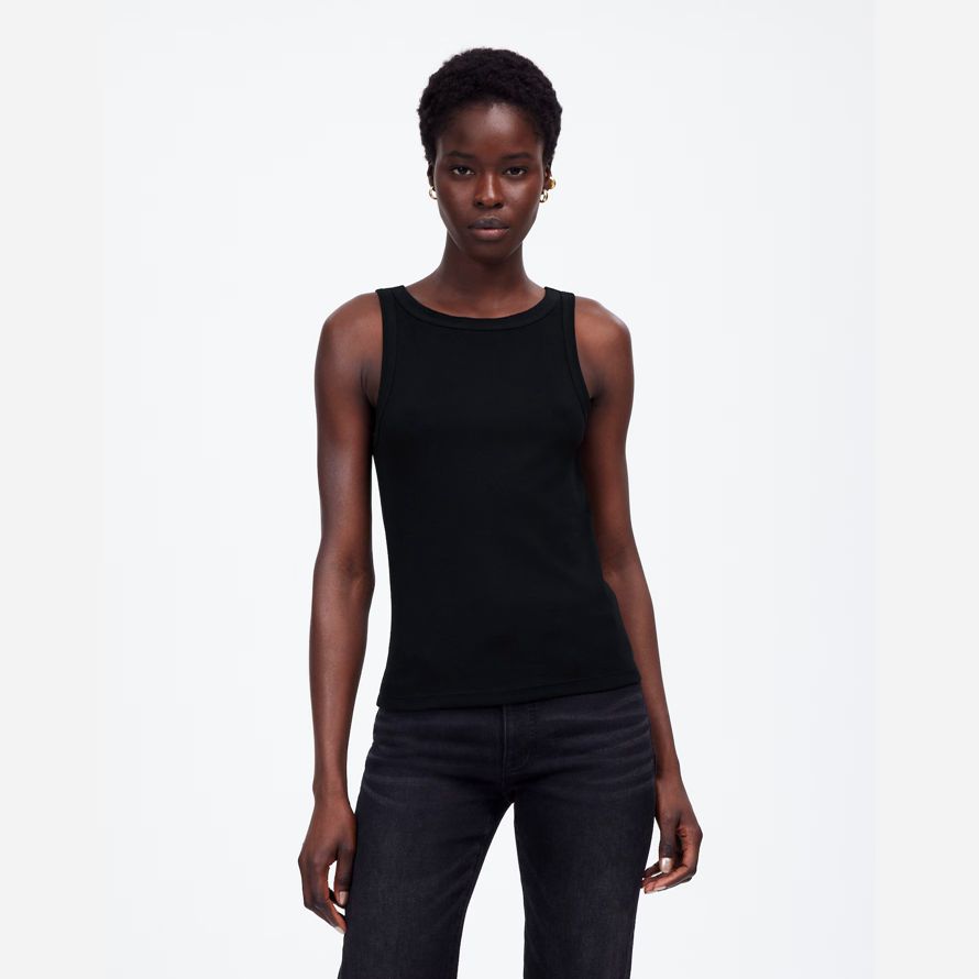 madewell regenerative cotton essential high-neck womens tank black