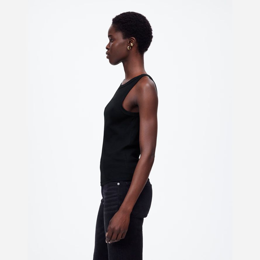 madewell regenerative cotton essential high-neck womens tank black