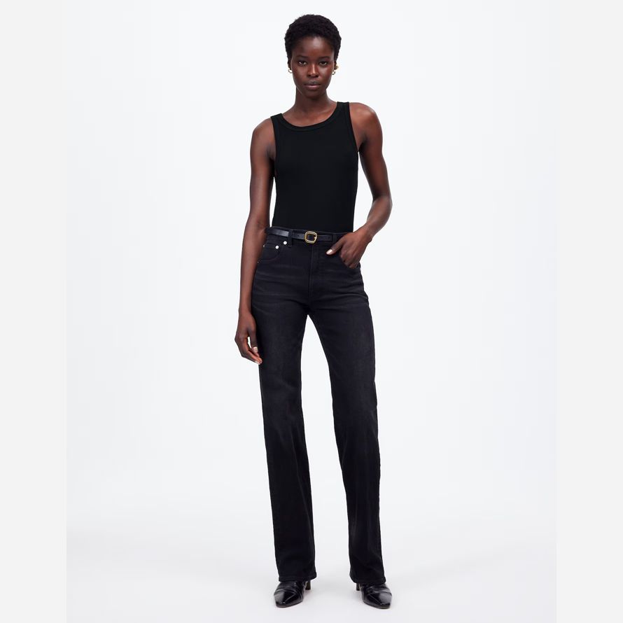 madewell regenerative cotton essential high-neck womens tank black