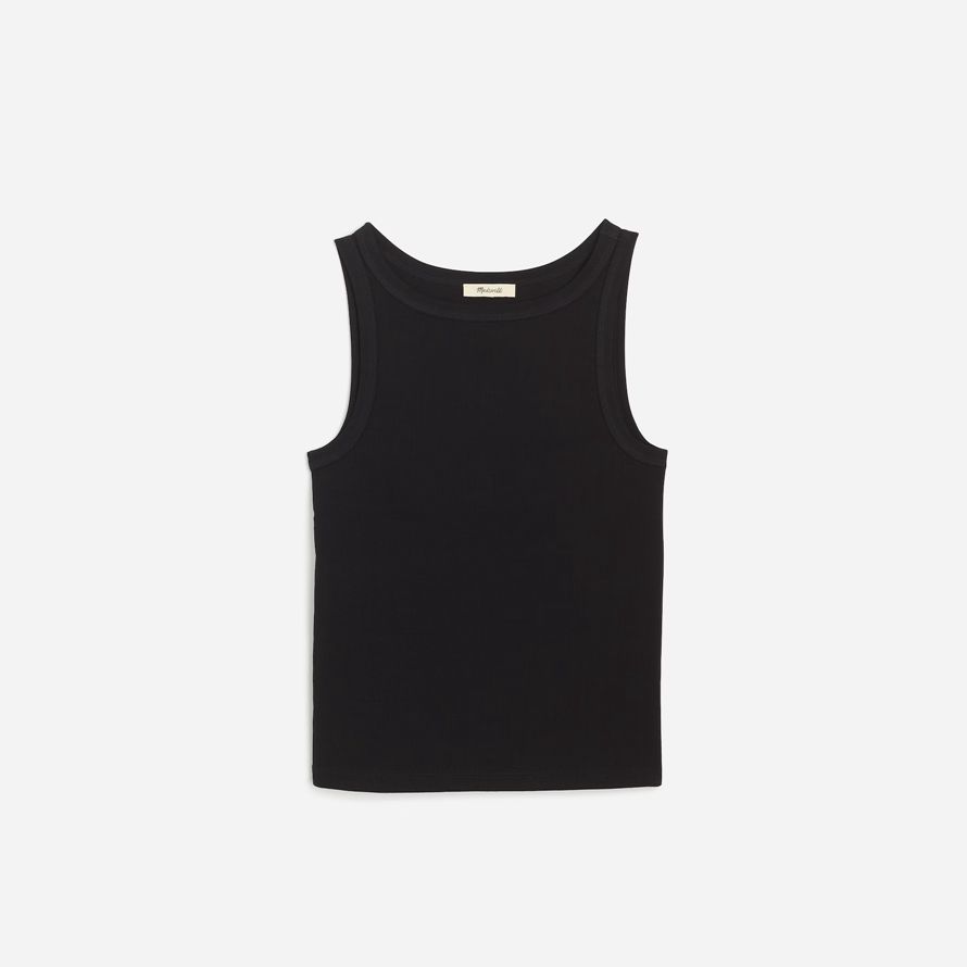 madewell regenerative cotton essential high-neck womens tank black