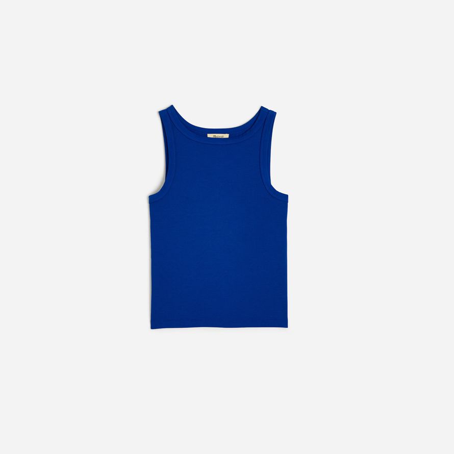 womens madewell regenerative cotton essential high-neck tank blue