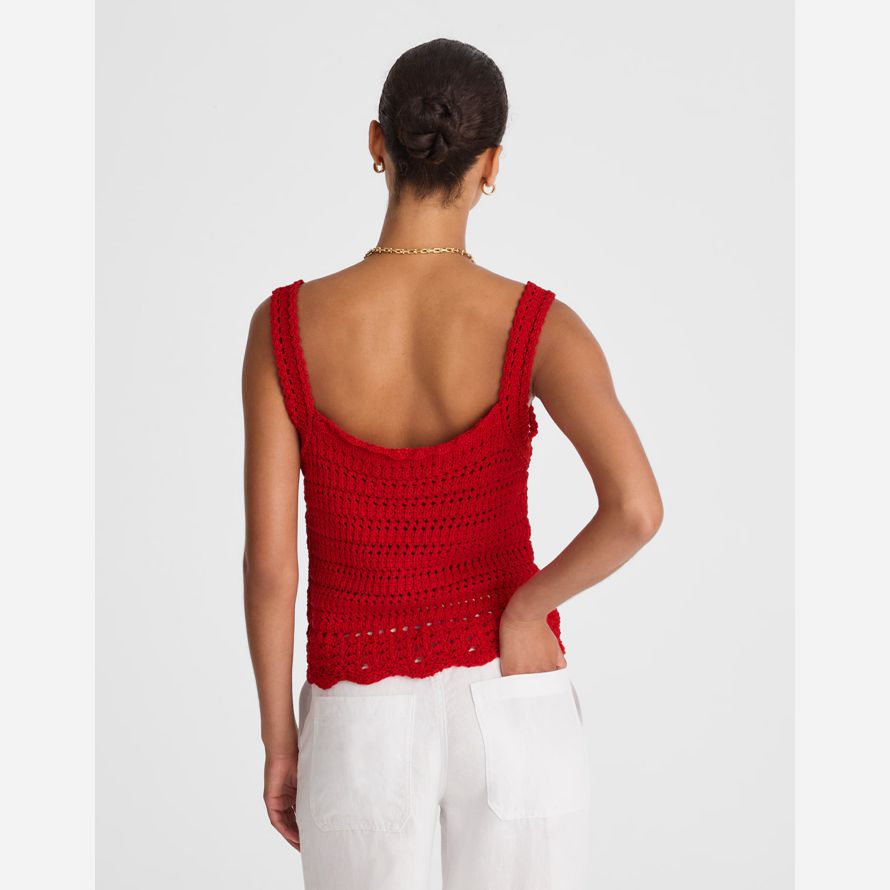 madewell crochet-stitch cotton sweater womens tank red