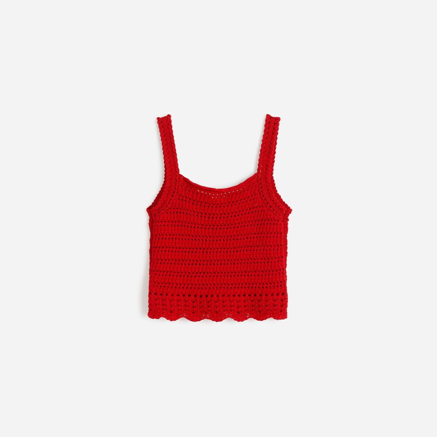 madewell crochet-stitch cotton sweater womens tank red