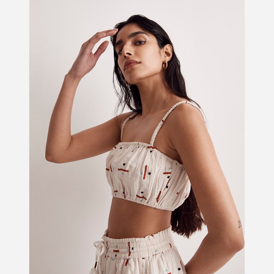 white womens madewell caroline z hurley cover-up bubble crop top