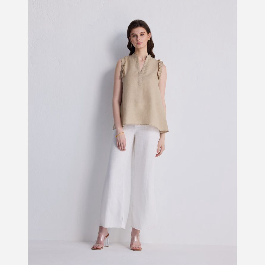 madewell reistorᆴ sleeveless hemp womens top beige