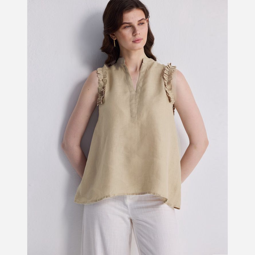 madewell reistorᆴ sleeveless hemp womens top beige