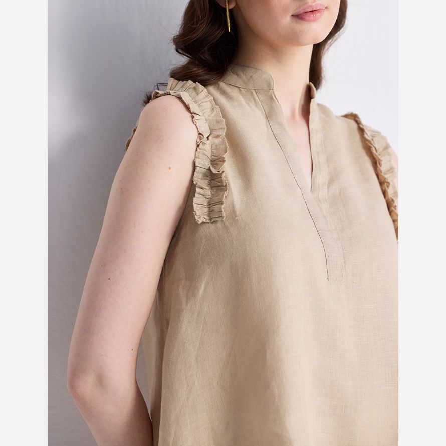 madewell reistorᆴ sleeveless hemp womens top beige