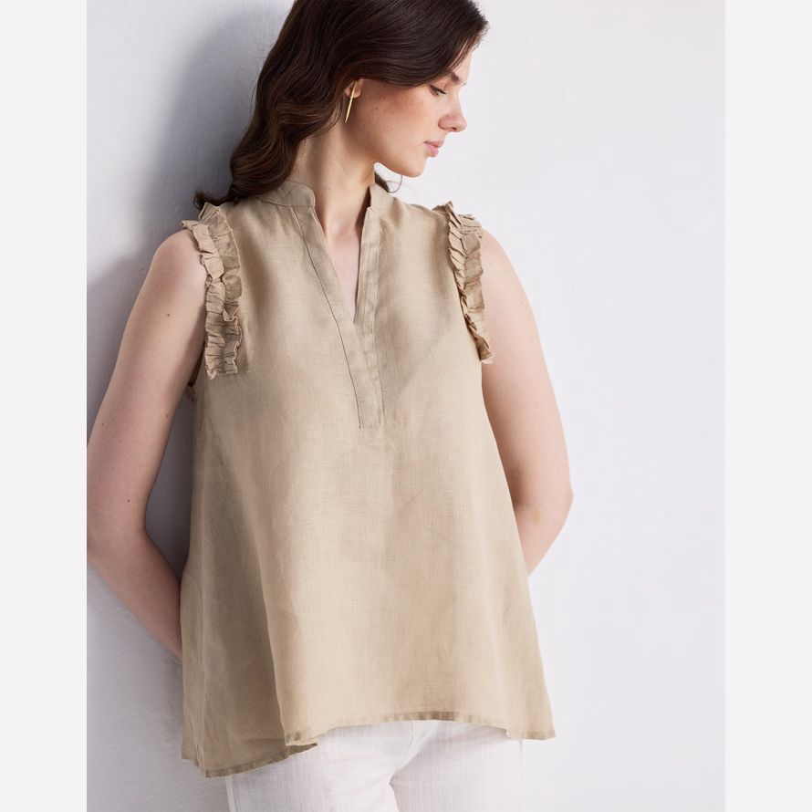 madewell reistorᆴ sleeveless hemp womens top beige