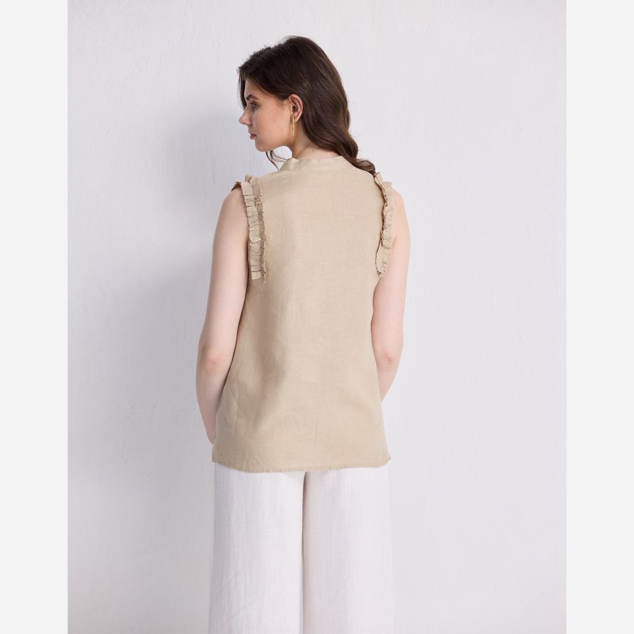 madewell reistorᆴ sleeveless hemp womens top beige
