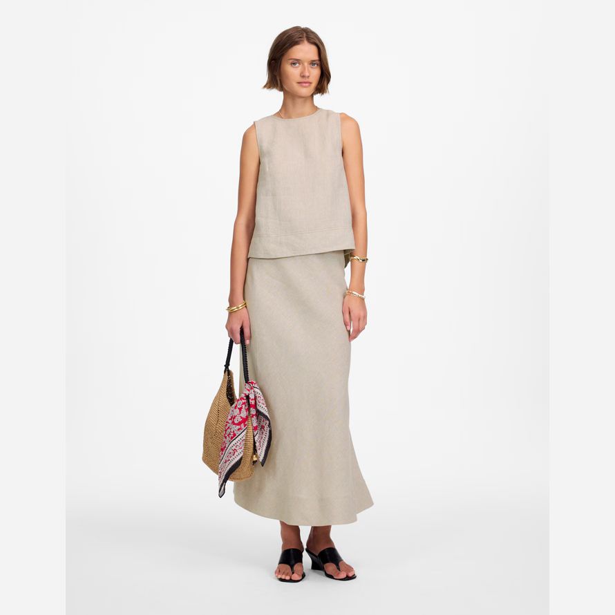 madewell linen pleated shell womens top beige