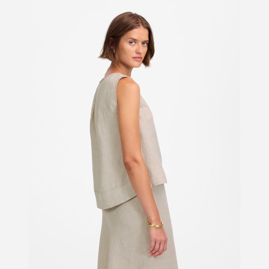 madewell linen pleated shell womens top beige