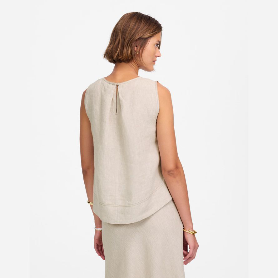 madewell linen pleated shell womens top beige