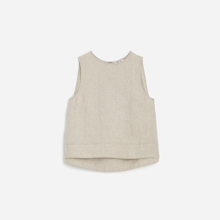 madewell linen pleated shell womens top beige
