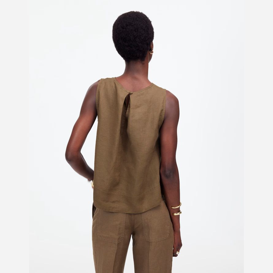 madewell linen pleated shell womens top khaki