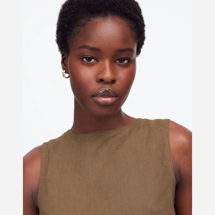 madewell linen pleated shell womens top khaki