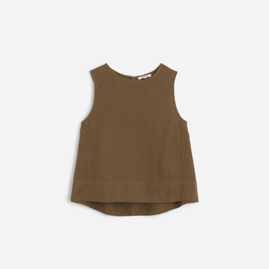 madewell linen pleated shell womens top khaki