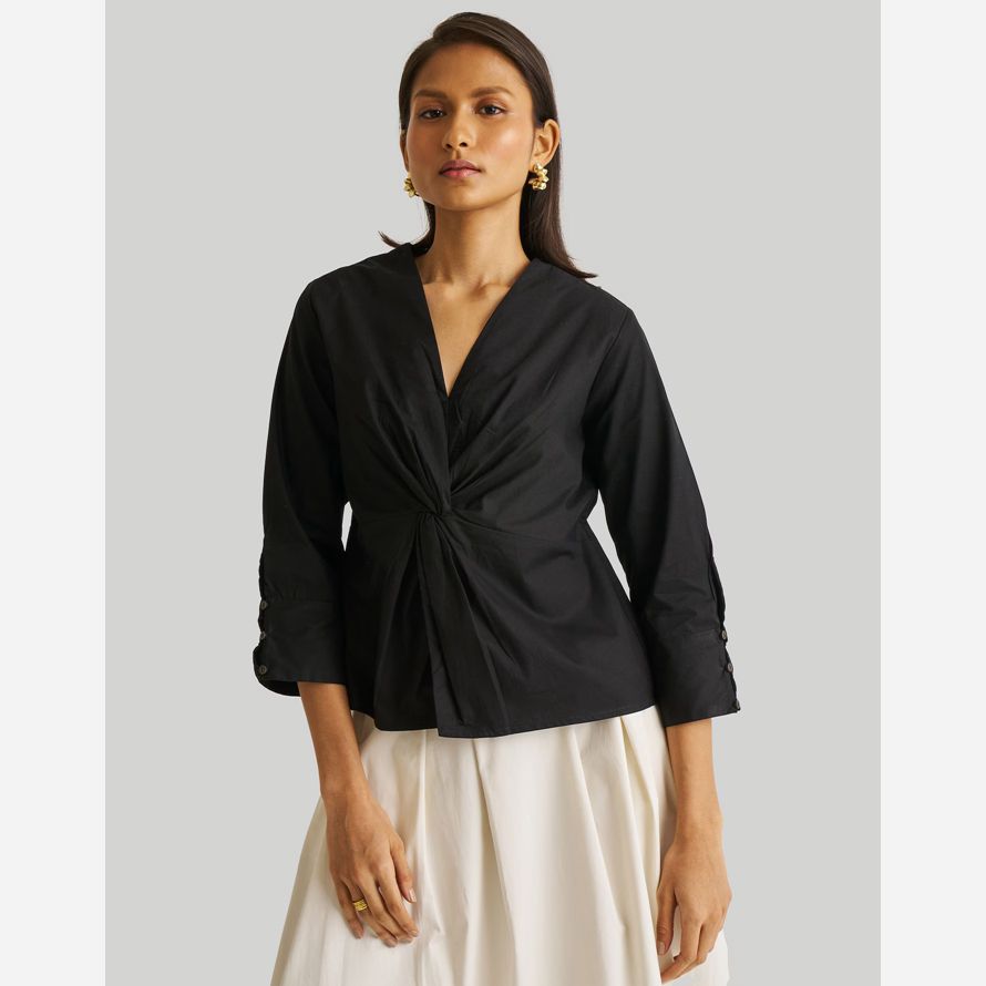 madewell reistor front twist womens top black