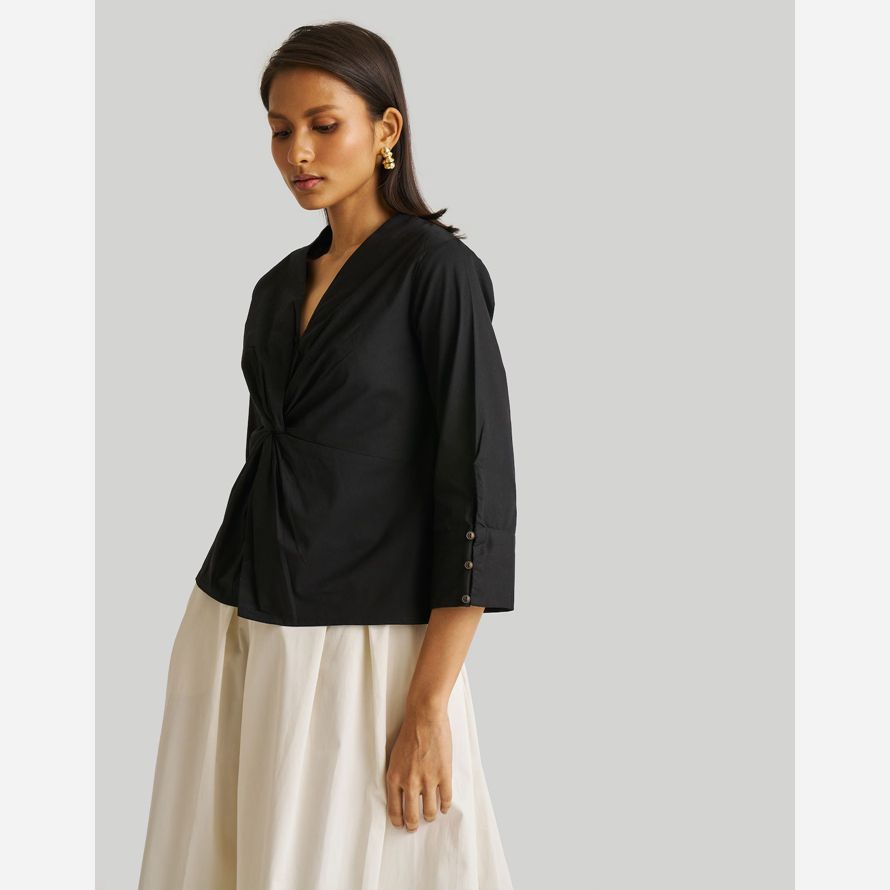 madewell reistor front twist womens top black