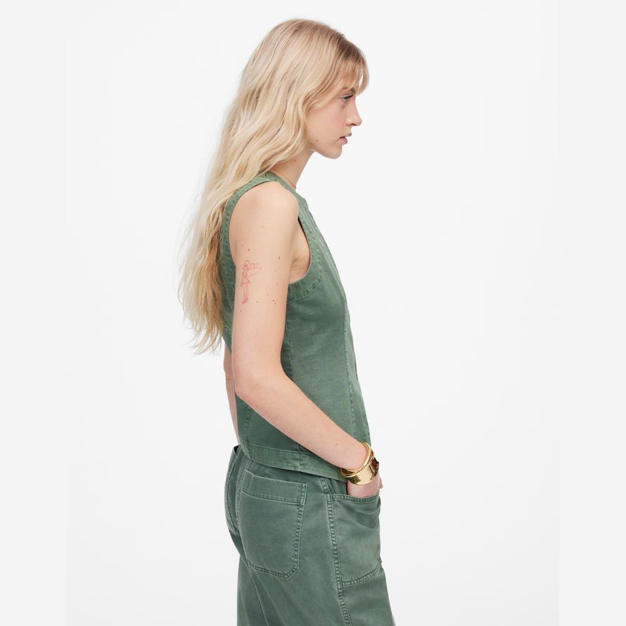 green madewell twill crewneck womens vest
