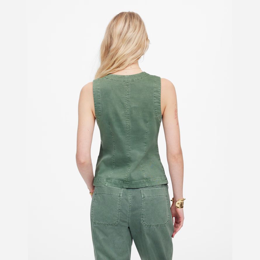 green madewell twill crewneck womens vest