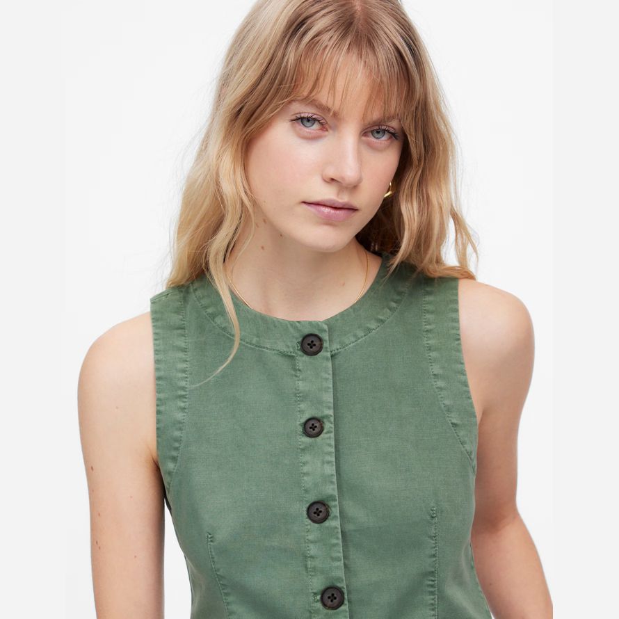 green madewell twill crewneck womens vest