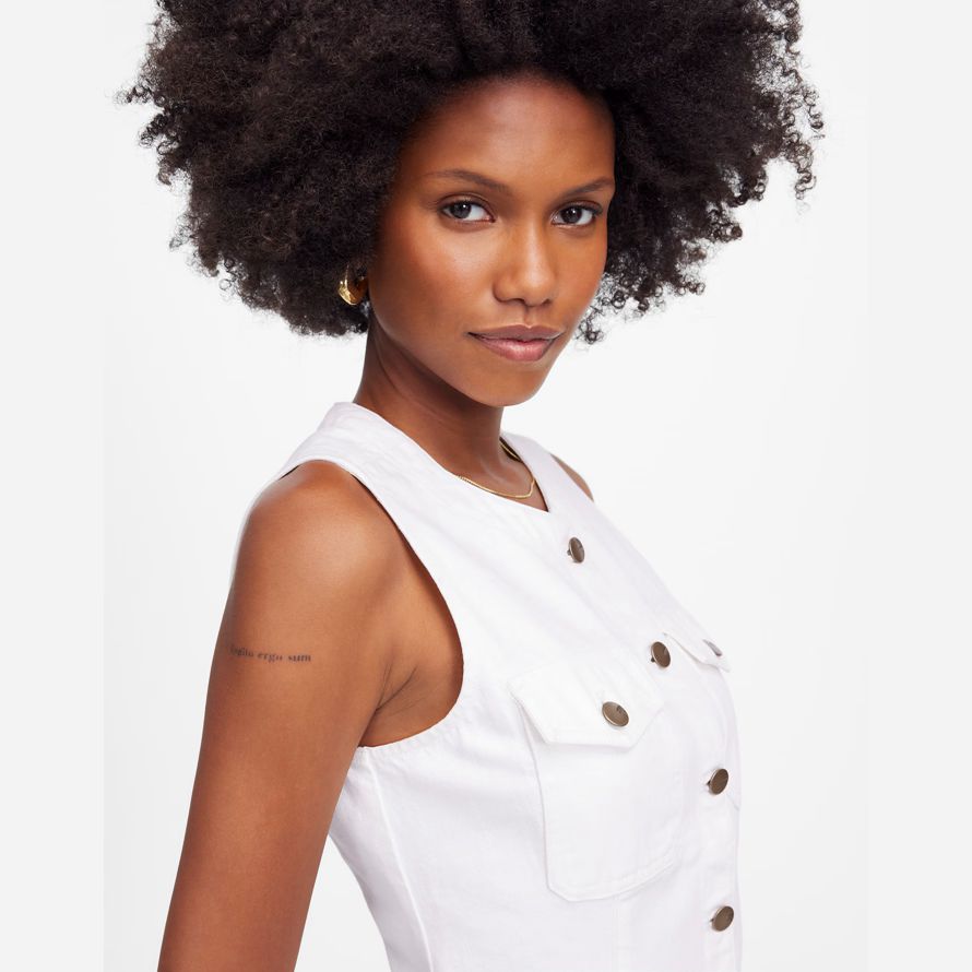 white madewell denim high crewneck womens vest