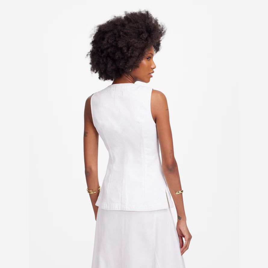 white madewell denim high crewneck womens vest