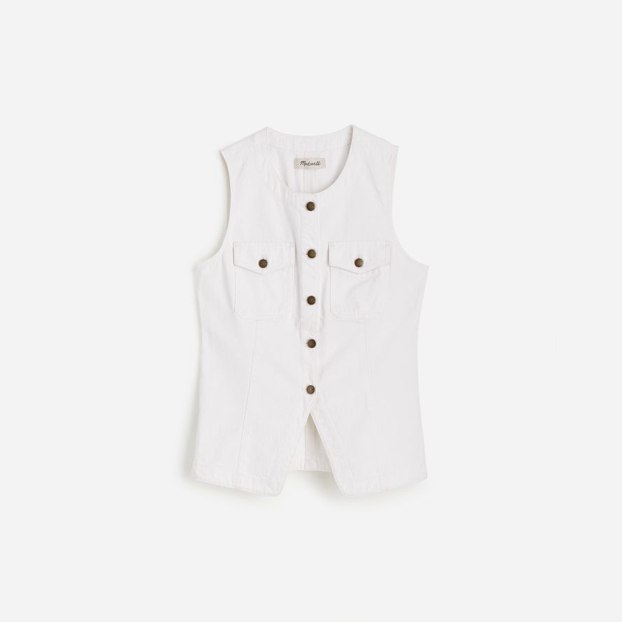 white madewell denim high crewneck womens vest