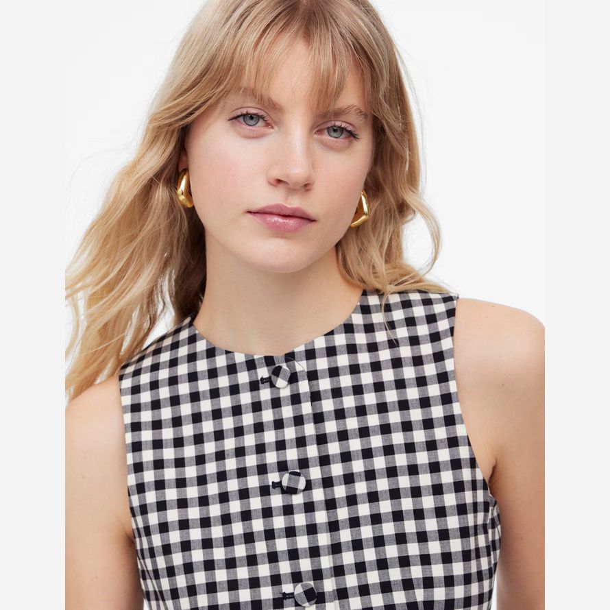 black white madewell single-breasted crewneck womens vest